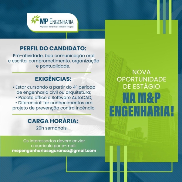 Aten&ccedil;&atilde;o: nova oportunidade de est&aacute;gio!